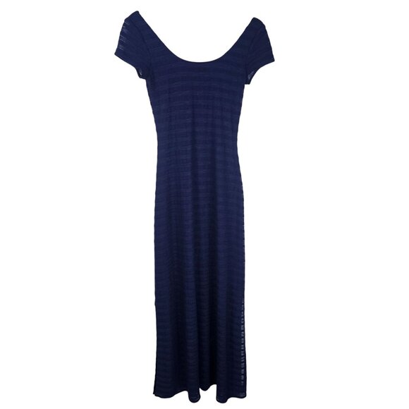 Lilly Pulitzer Ramsay Navy Blue Pier Stripe Knit Maxi Dress S Side Slit Nautical - Picture 1 of 13